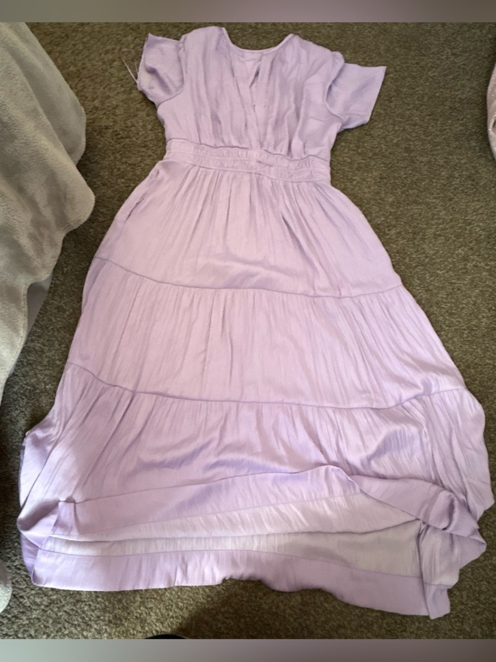 Marshalls Lilac Tiered Short-Sleeve Maxi Dress